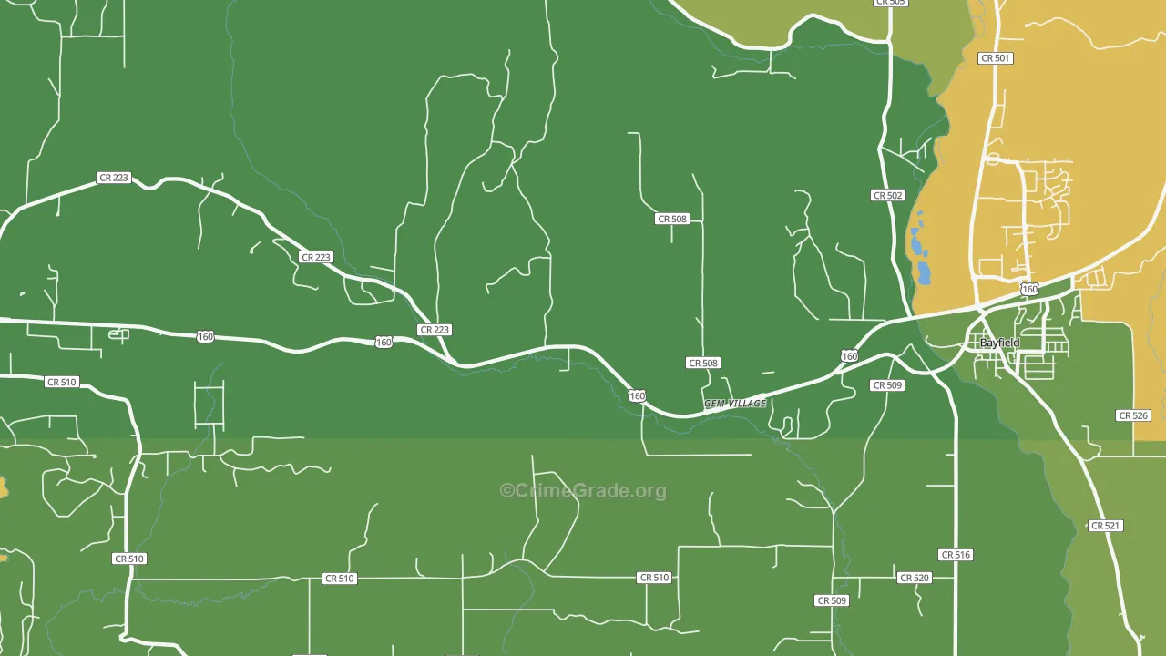 Gem Village, CO Map of Drug-Related Crime Rates