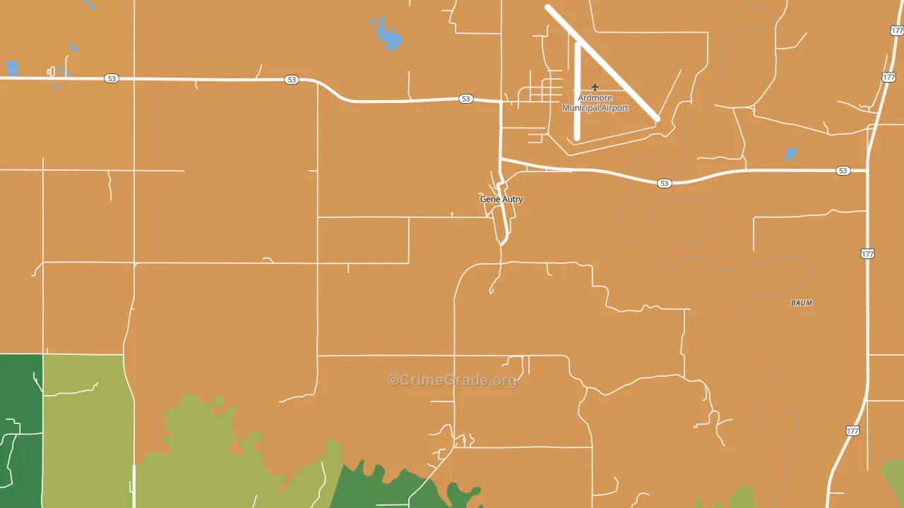Gene Autry, OK Map of Drug-Related Crime Rates
