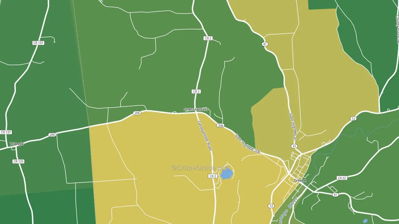 Genegantslet, NY Map of Drug-Related Crime Rates