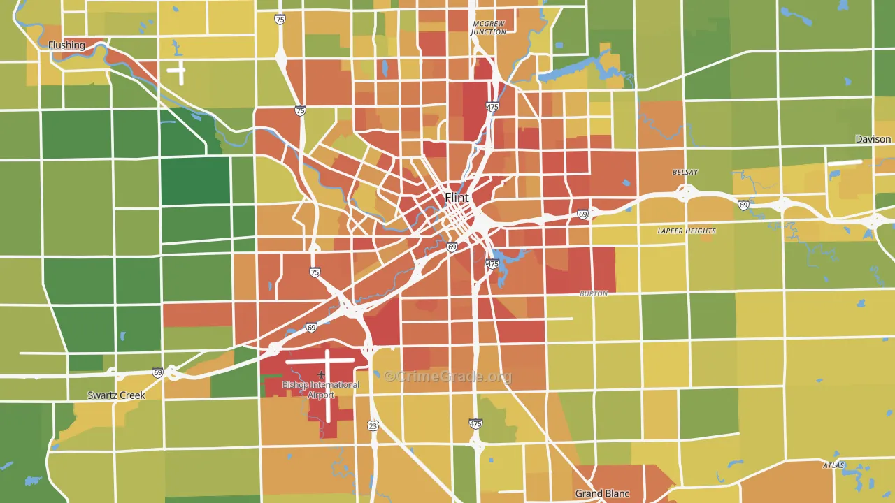 Genesee County, MI Map of Drug-Related Crime Rates