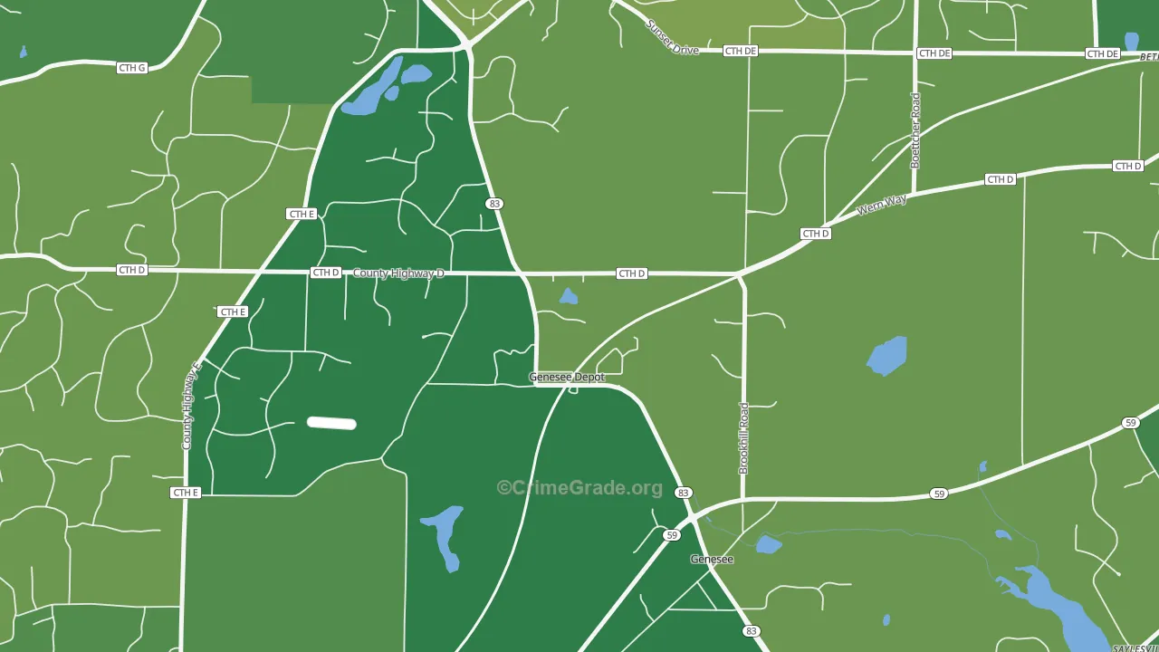 Genesee Depot, WI Map of Drug-Related Crime Rates