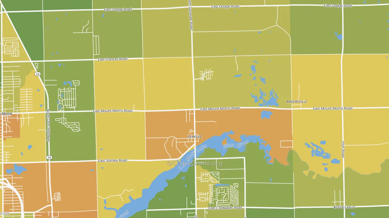 Genesee, MI Map of Drug-Related Crime Rates
