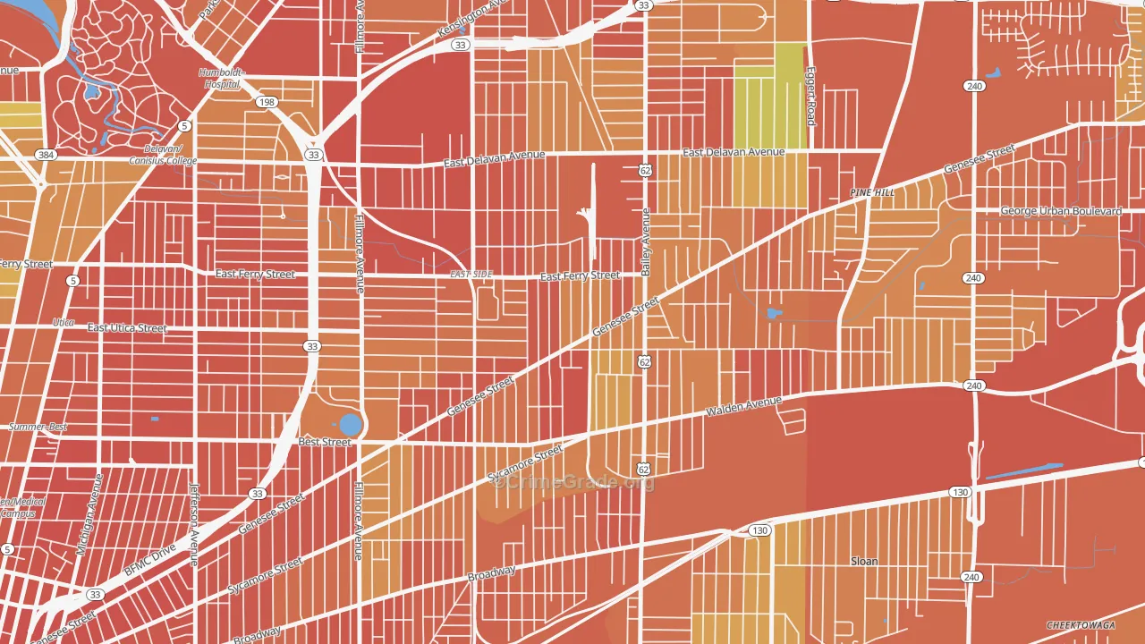 Genesee Moselle, Buffalo, NY Map of Drug-Related Crime Rates