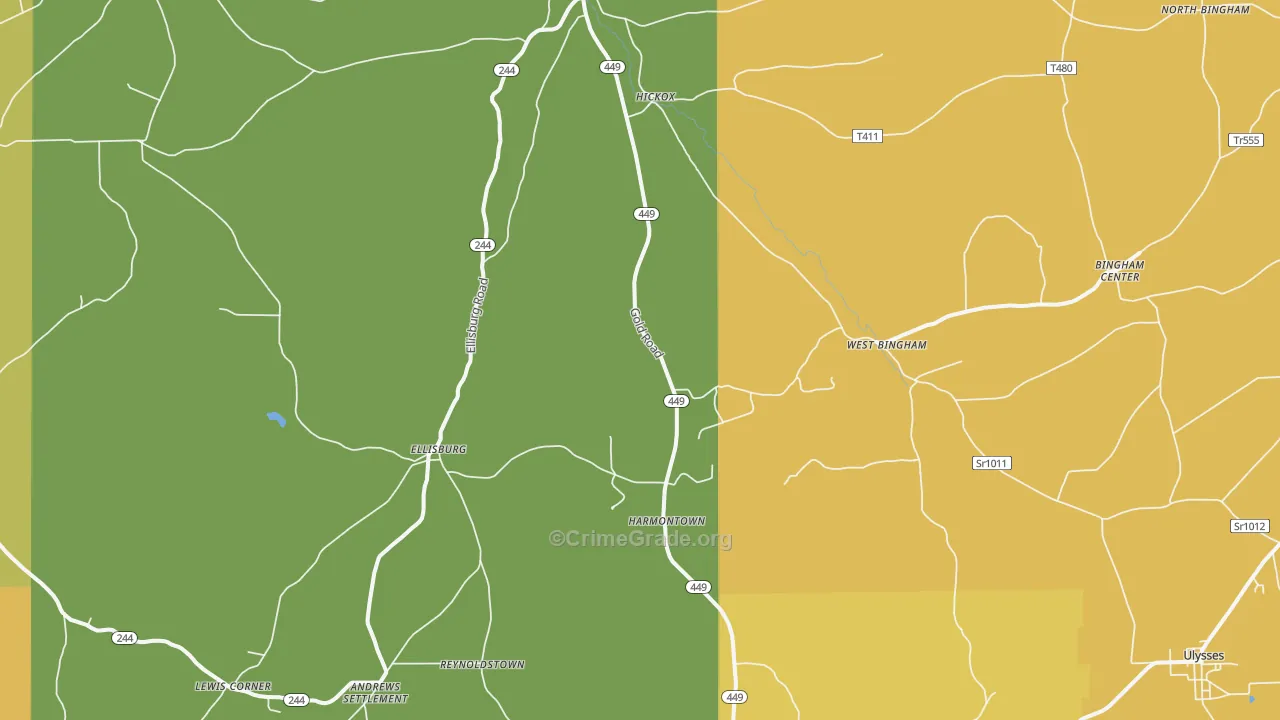 Genesee, PA Map of Drug-Related Crime Rates