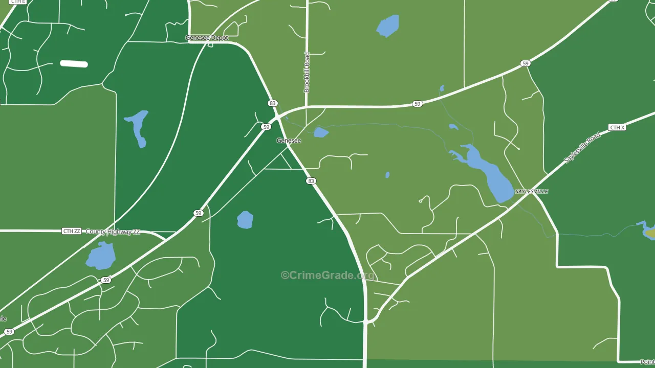 Genesee, WI Map of Drug-Related Crime Rates