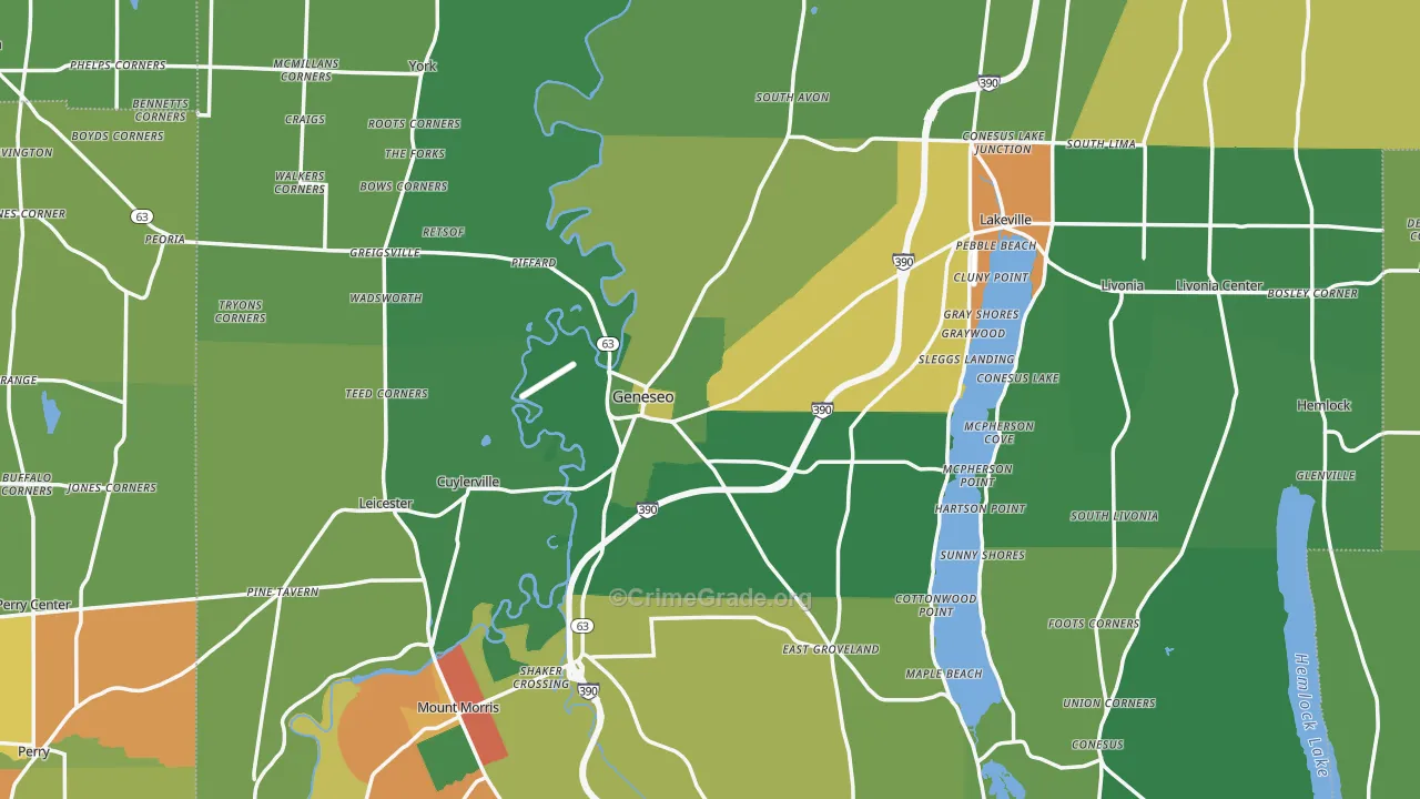 Geneseo, NY Map of Drug-Related Crime Rates