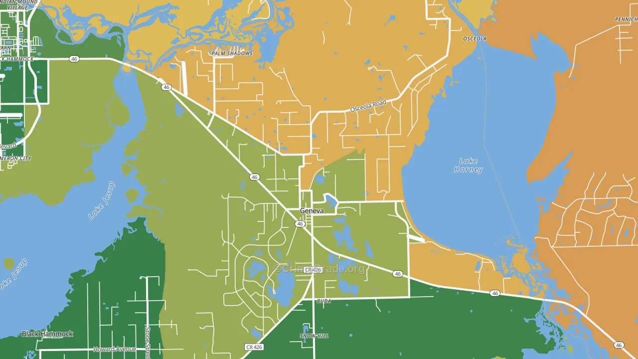 Geneva, FL Map of Drug-Related Crime Rates