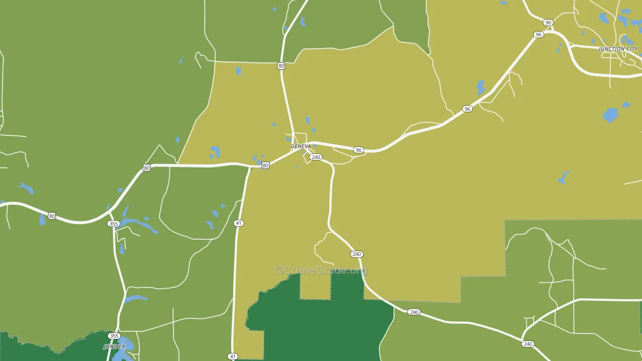 Geneva, GA Map of Drug-Related Crime Rates