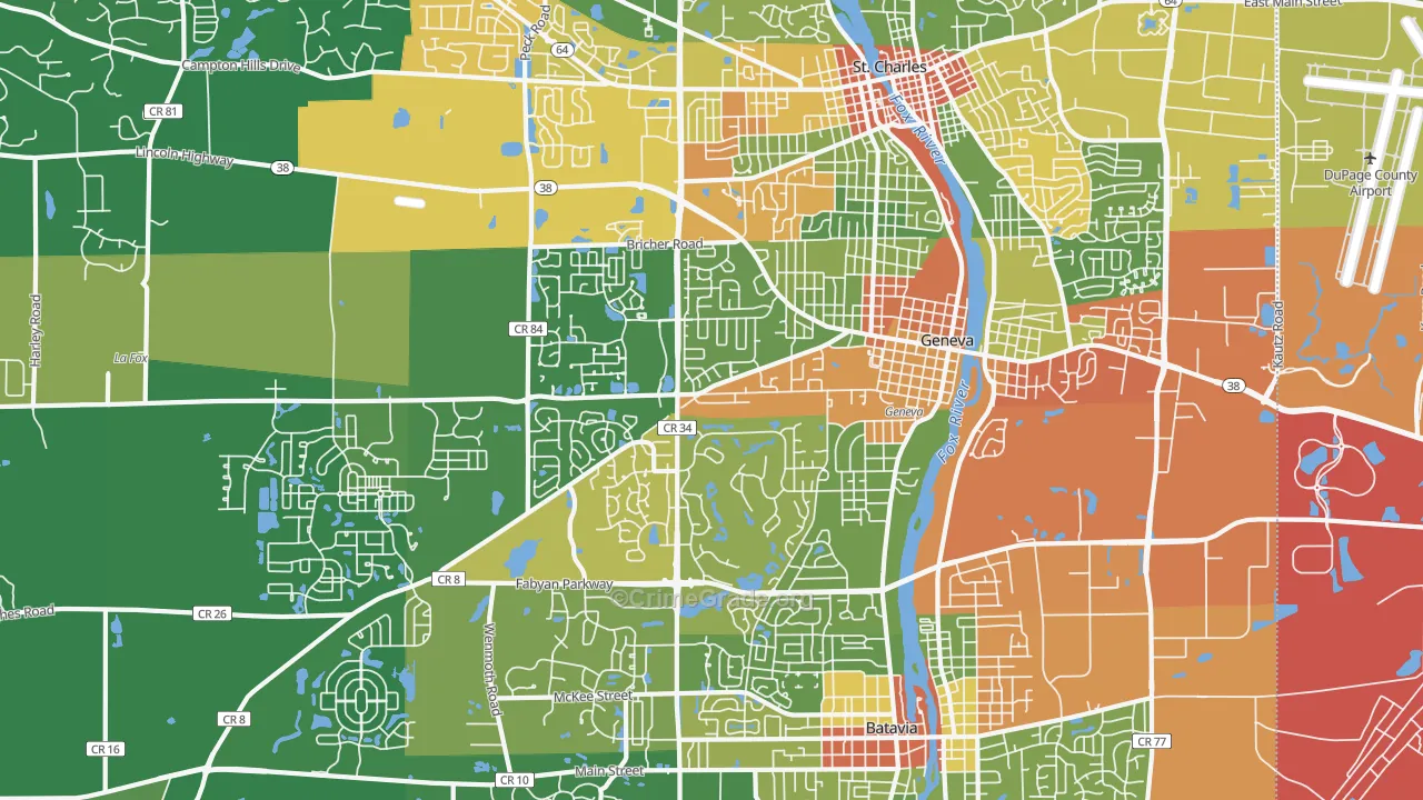 Geneva, IL Map of Drug-Related Crime Rates