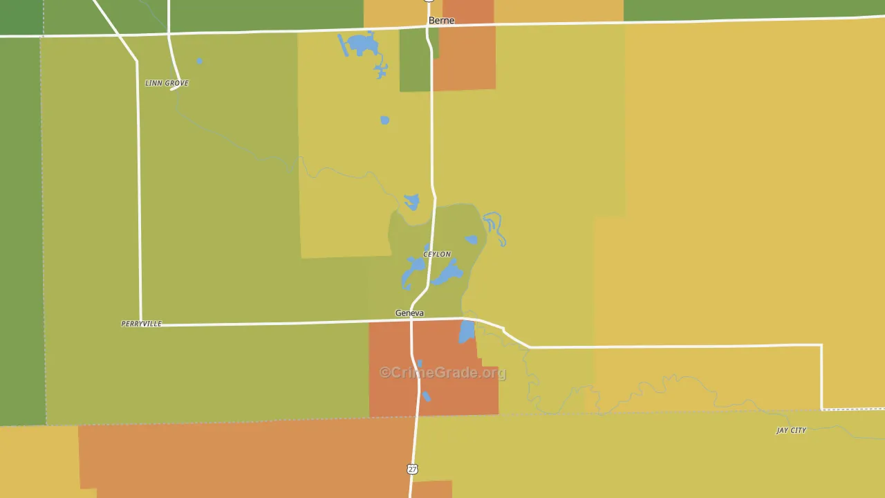 Geneva, IN Map of Drug-Related Crime Rates