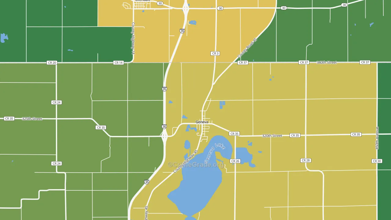 Geneva, MN Map of Drug-Related Crime Rates