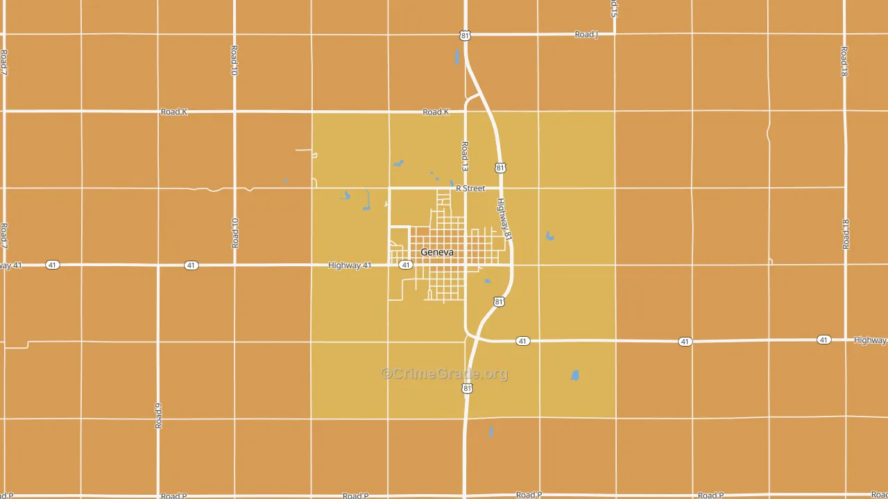 Geneva, NE Map of Drug-Related Crime Rates