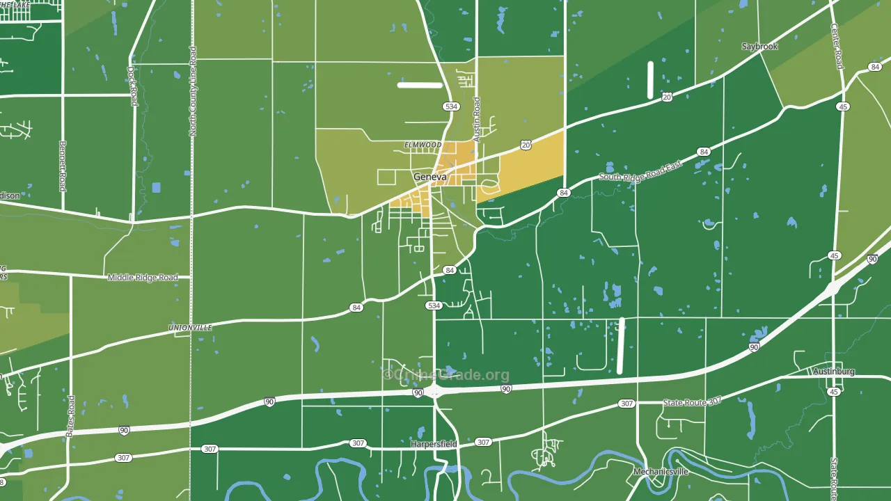 Geneva, OH Map of Drug-Related Crime Rates