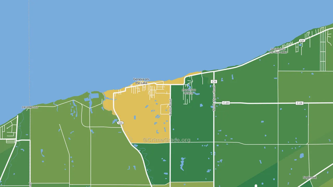 Geneva-on-the-Lake, OH Map of Drug-Related Crime Rates