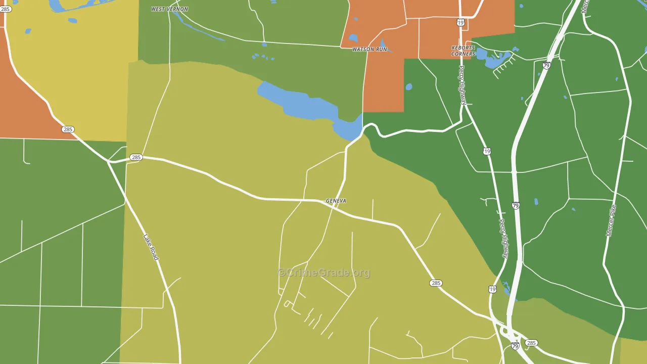 Geneva, PA Map of Drug-Related Crime Rates