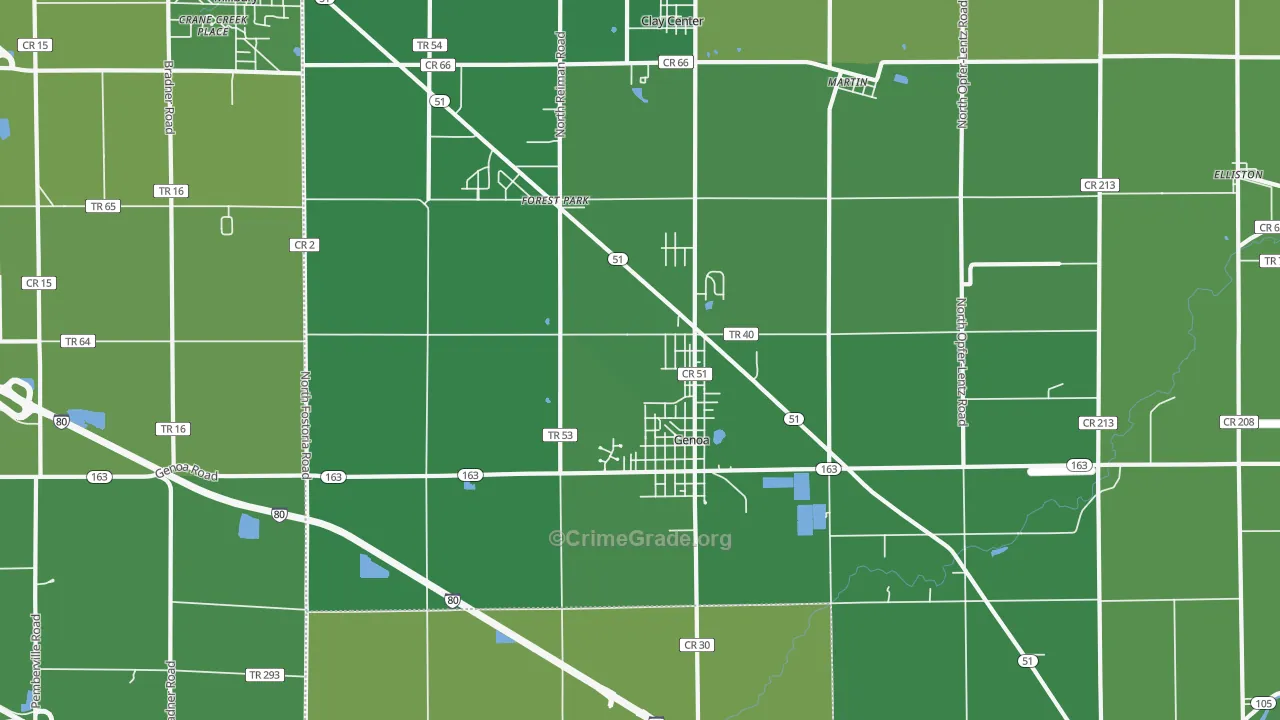 Genoa, OH Map of Drug-Related Crime Rates
