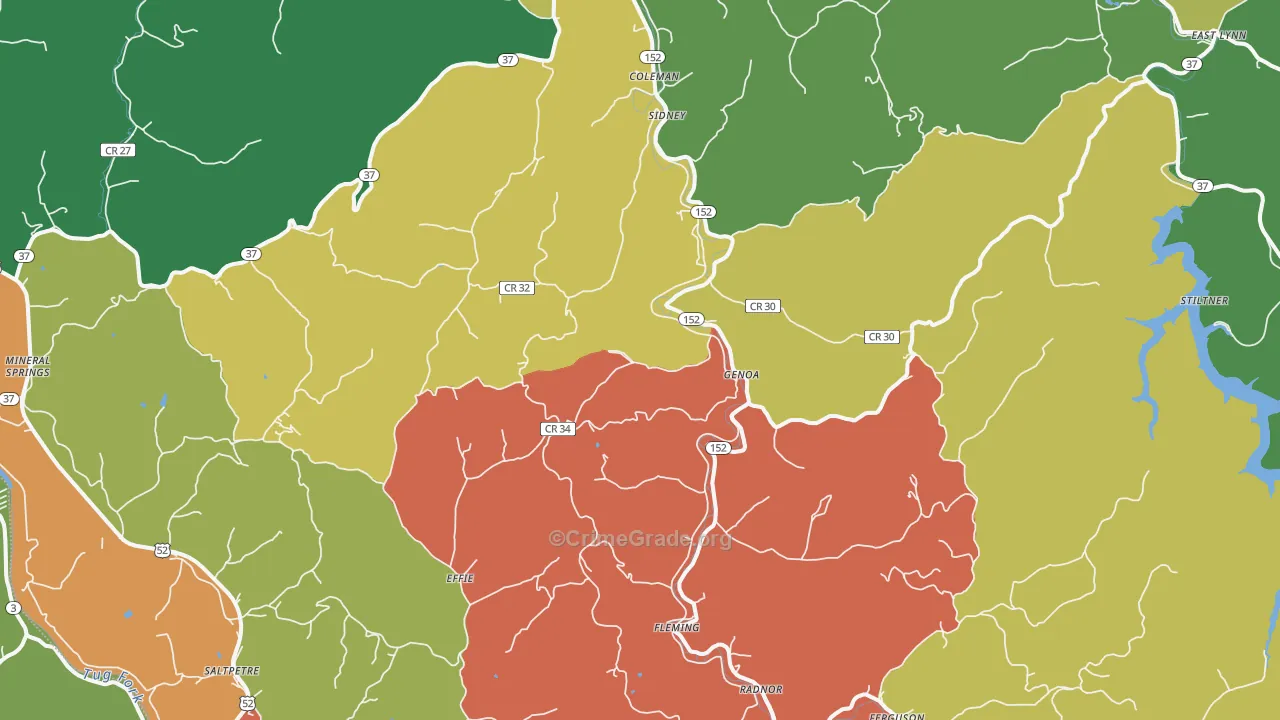Genoa, WV Map of Drug-Related Crime Rates