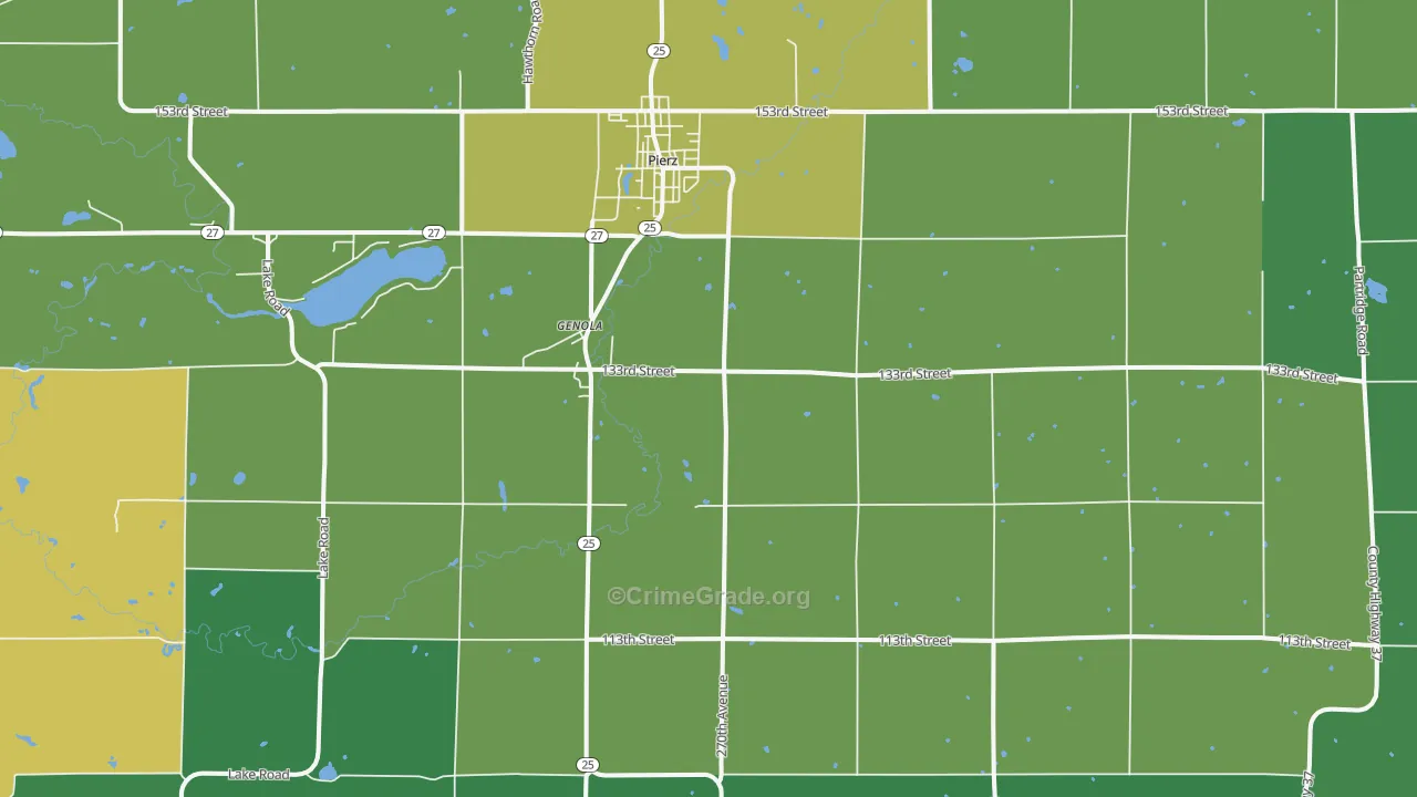 Genola, MN Map of Drug-Related Crime Rates