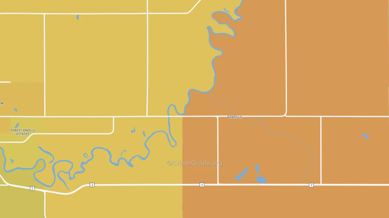 Gentilly, MN Map of Drug-Related Crime Rates