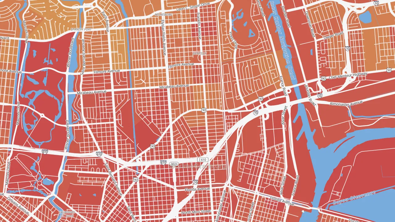 Gentilly Terrace, New Orleans, LA Map of Drug-Related Crime Rates