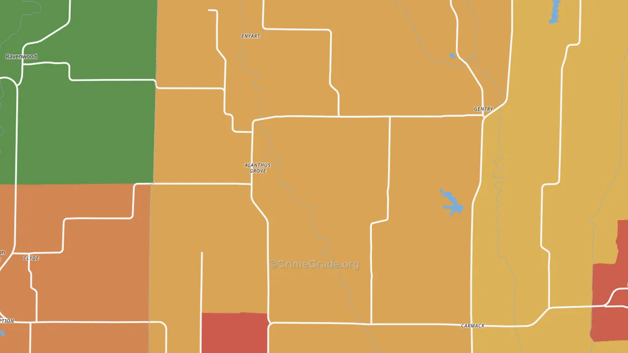 Gentry, MO Map of Drug-Related Crime Rates