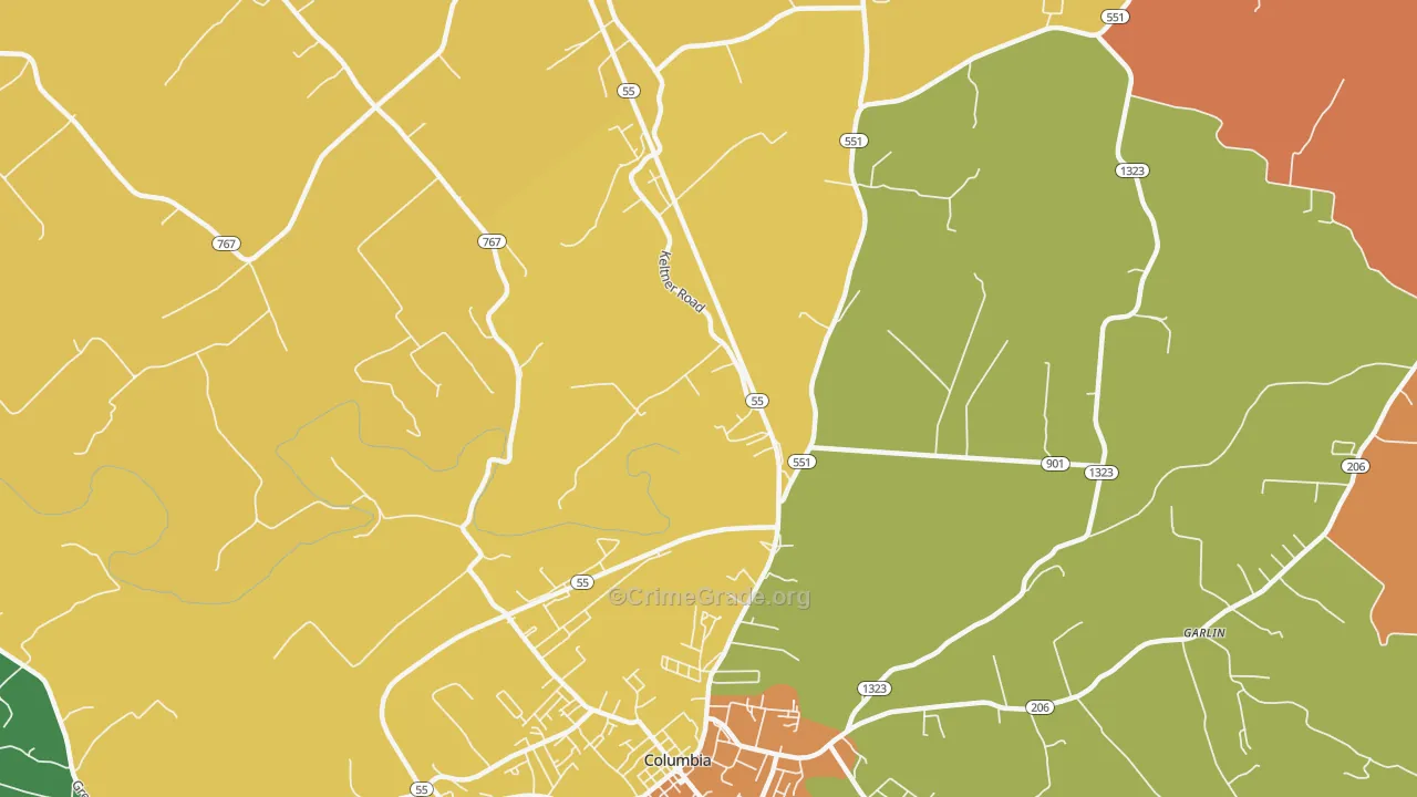 Gentrys Mill, KY Map of Drug-Related Crime Rates