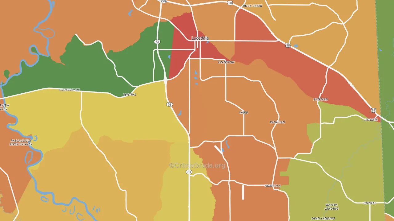 George County, MS Map of Drug-Related Crime Rates