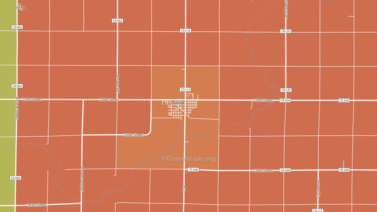 George, IA Map of Drug-Related Crime Rates