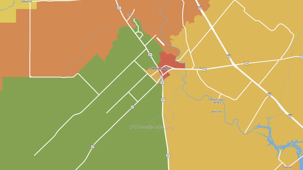 George West, TX Map of Drug-Related Crime Rates
