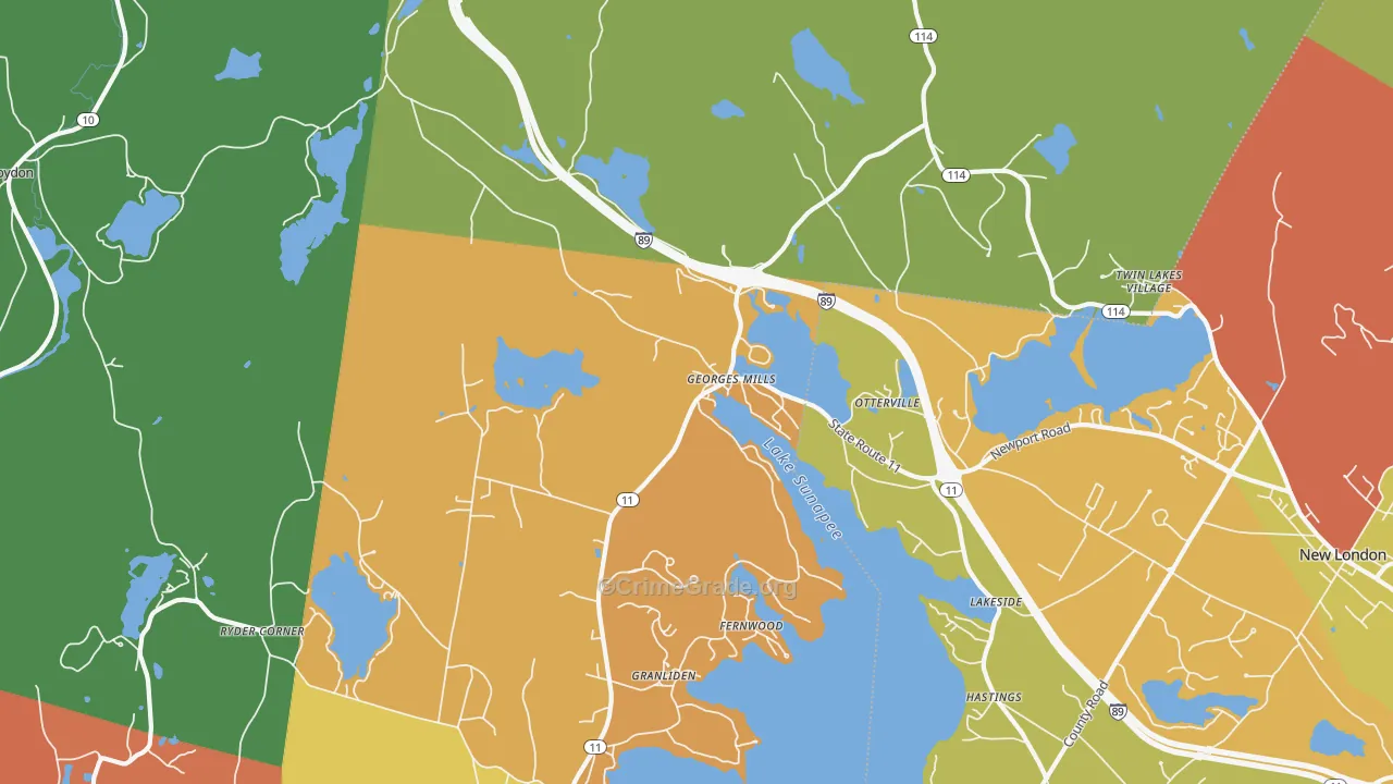 Georges Mills, NH Map of Drug-Related Crime Rates