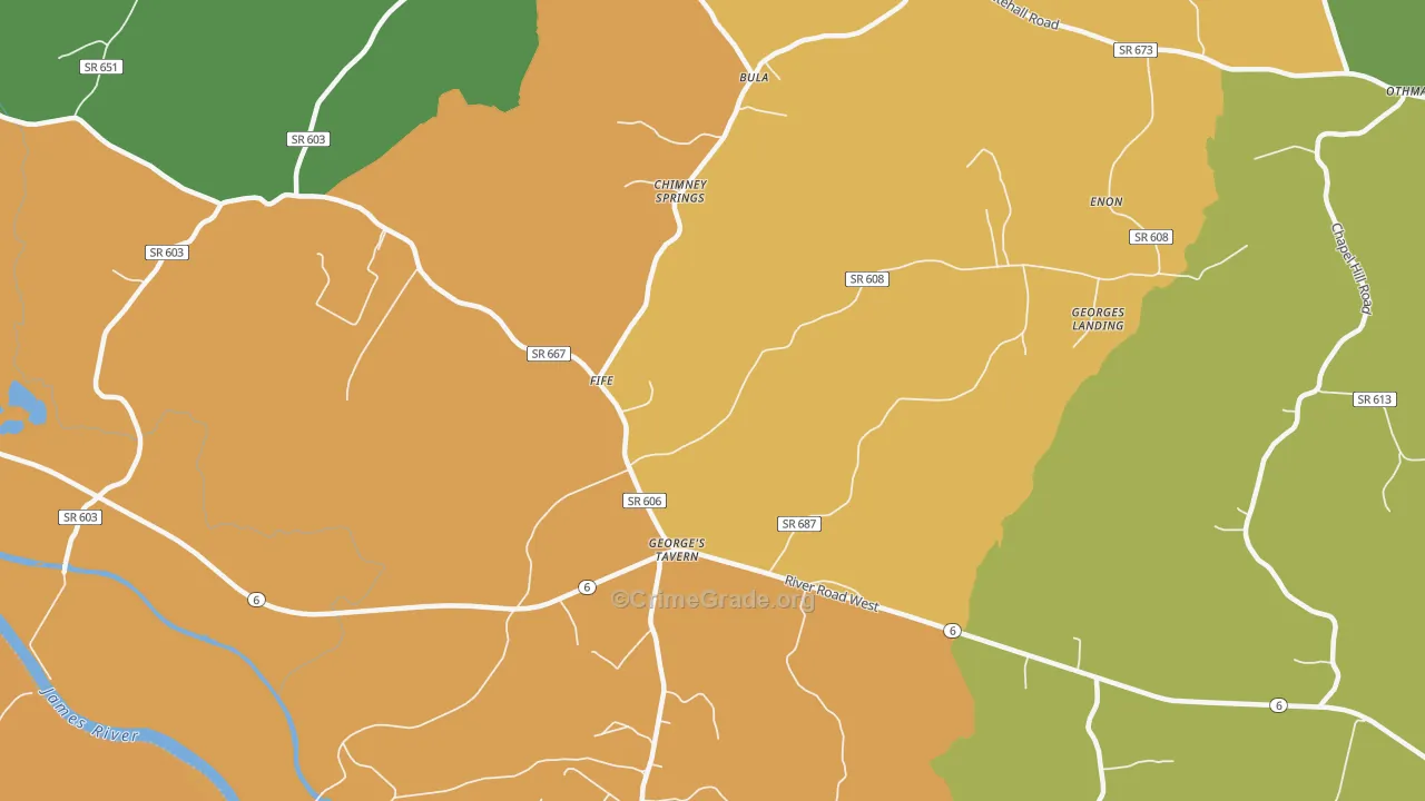 Georges Tavern, VA Map of Drug-Related Crime Rates