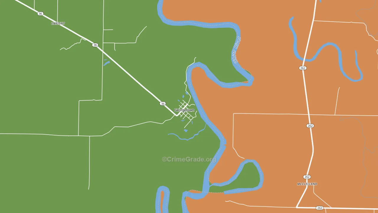 Georgetown, AR Map of Drug-Related Crime Rates