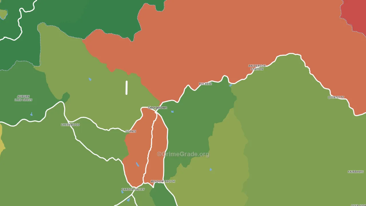 Georgetown, CA Map of Drug-Related Crime Rates