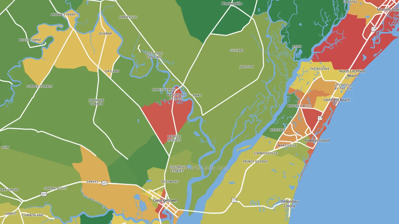 Georgetown County, SC Map of Drug-Related Crime Rates