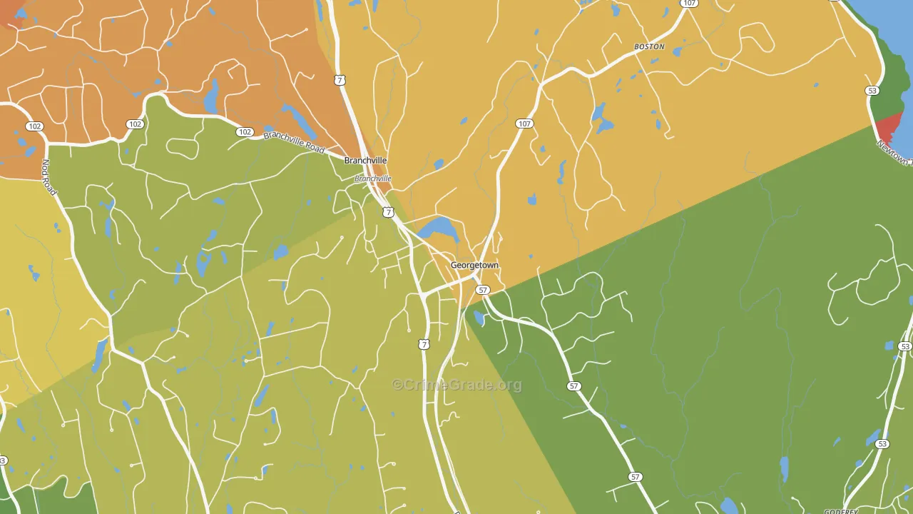Georgetown, CT Map of Drug-Related Crime Rates
