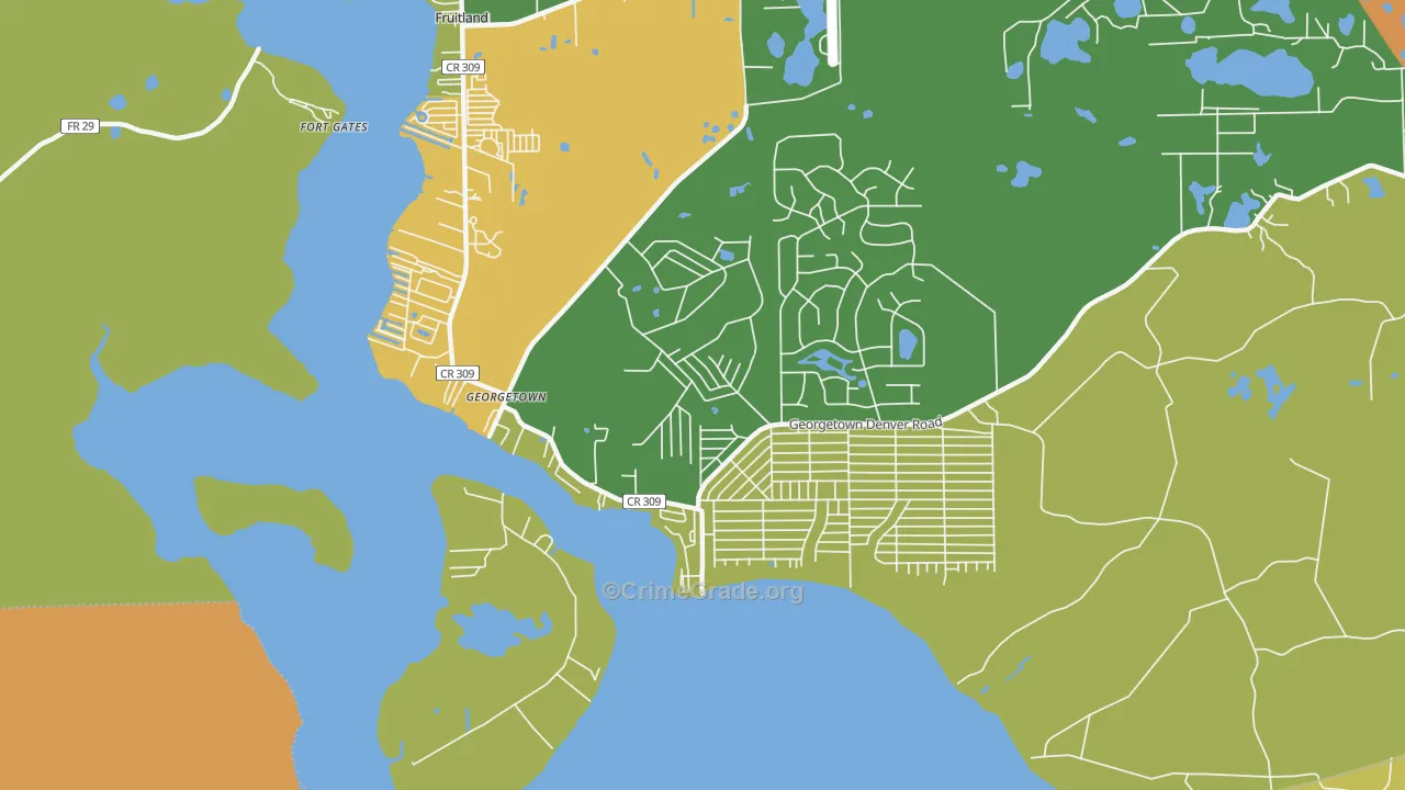 Georgetown, FL Map of Drug-Related Crime Rates