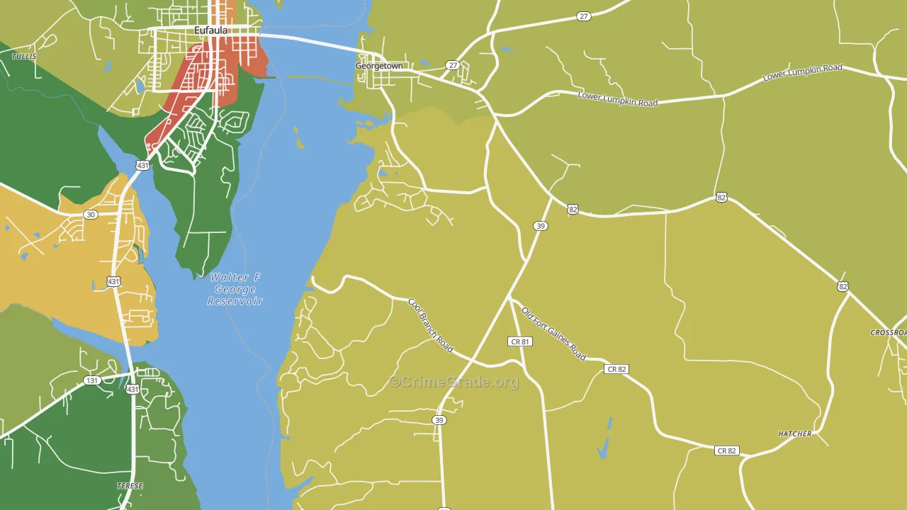 Georgetown, GA Map of Drug-Related Crime Rates