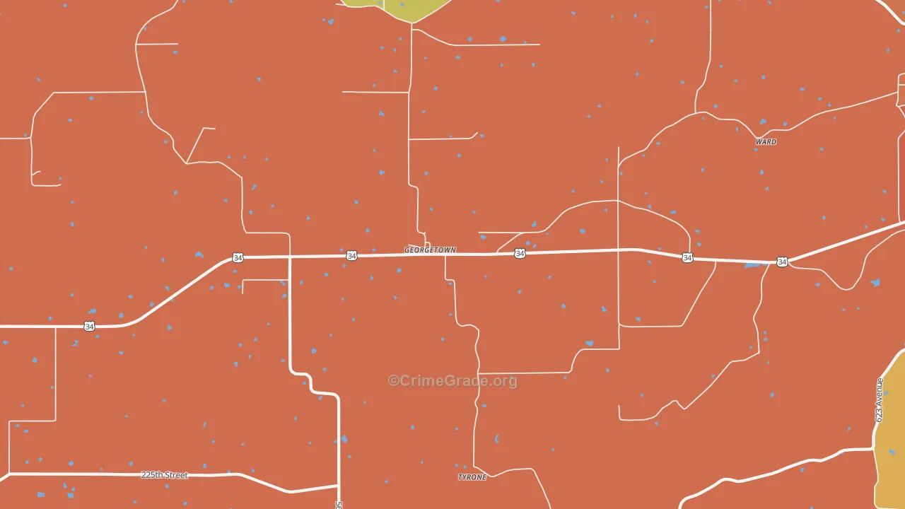 Georgetown, IA Map of Drug-Related Crime Rates