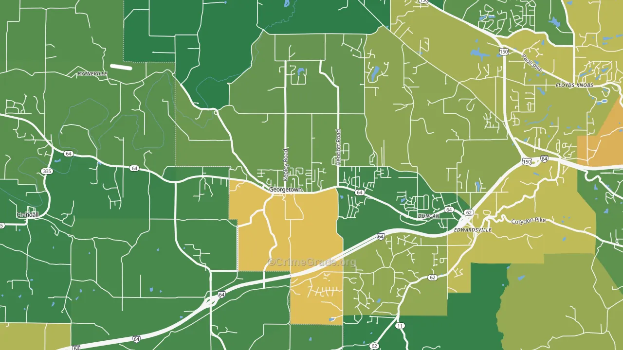 Georgetown, IN Map of Drug-Related Crime Rates