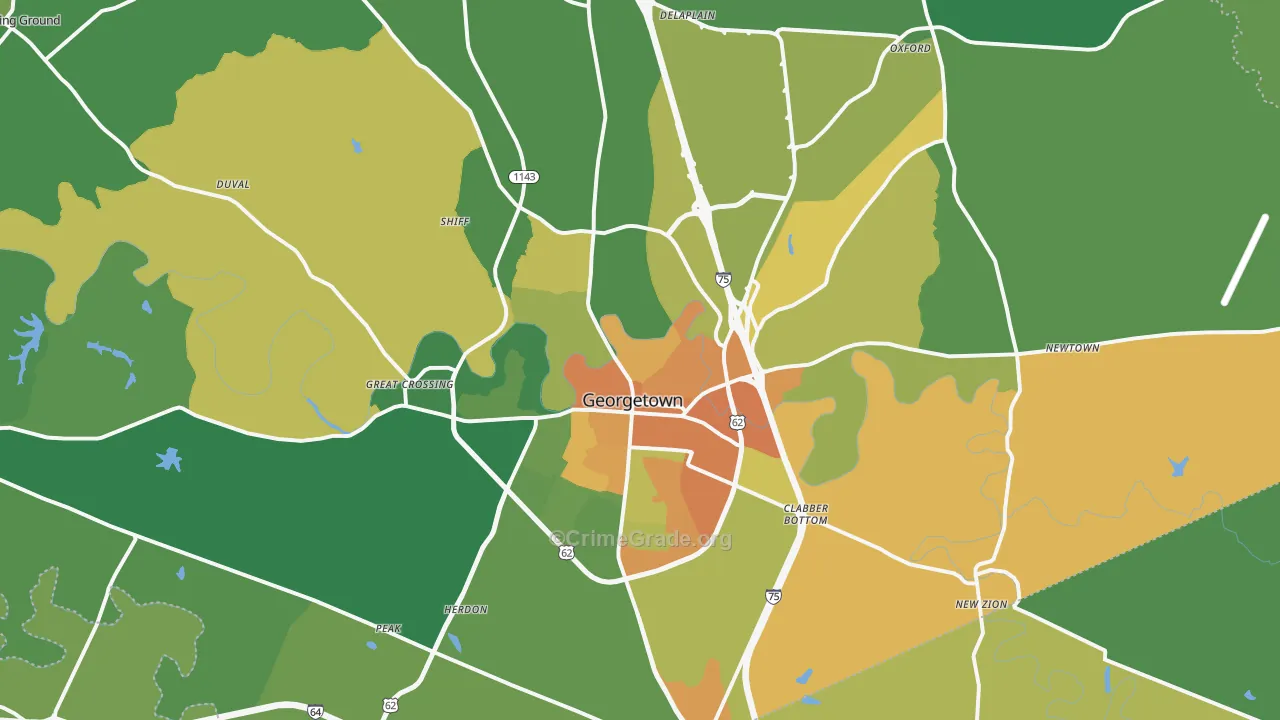 Georgetown, KY Map of Drug-Related Crime Rates