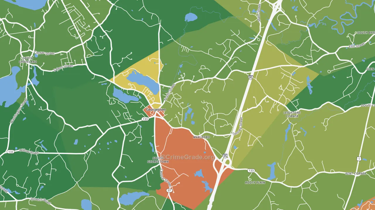 Georgetown, MA Map of Drug-Related Crime Rates