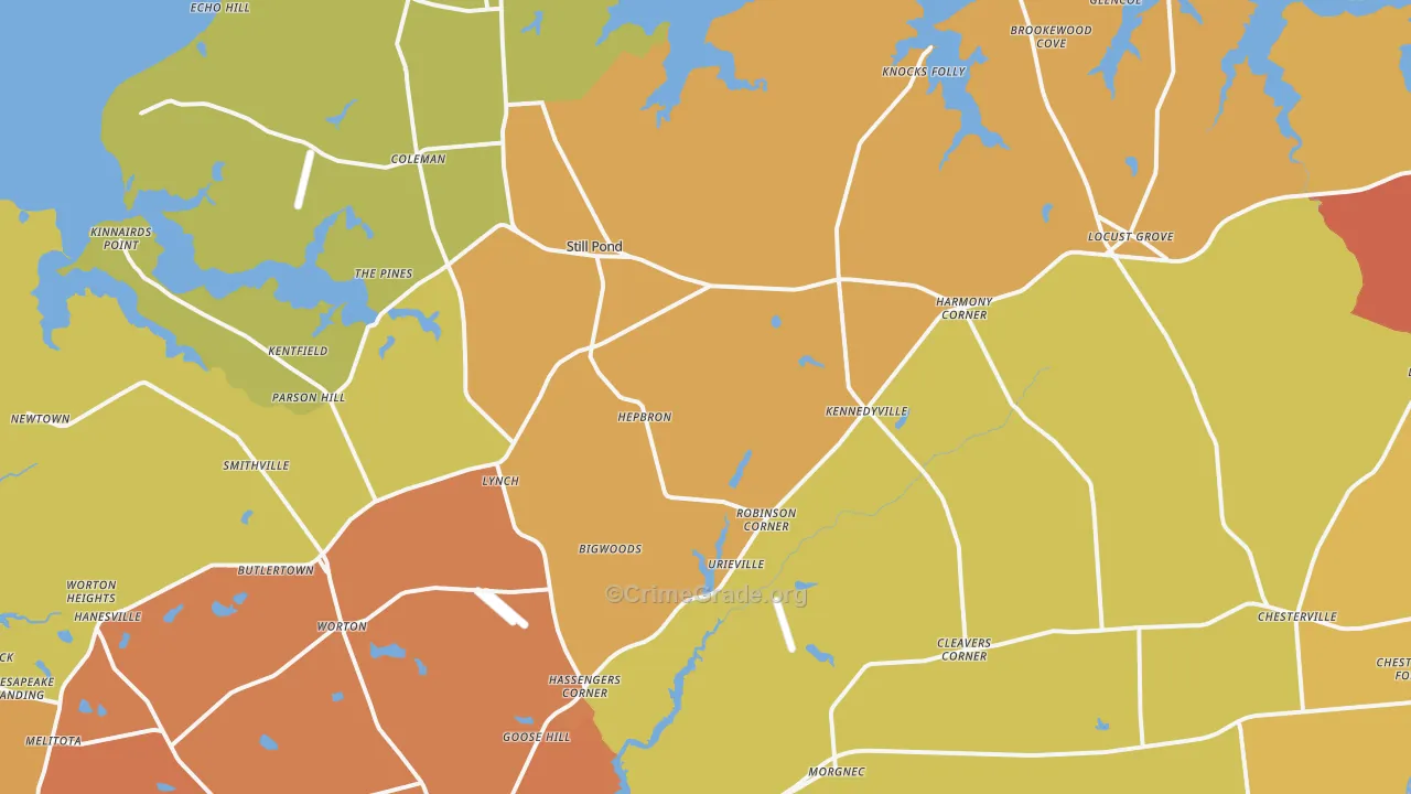 Georgetown, MD Map of Drug-Related Crime Rates