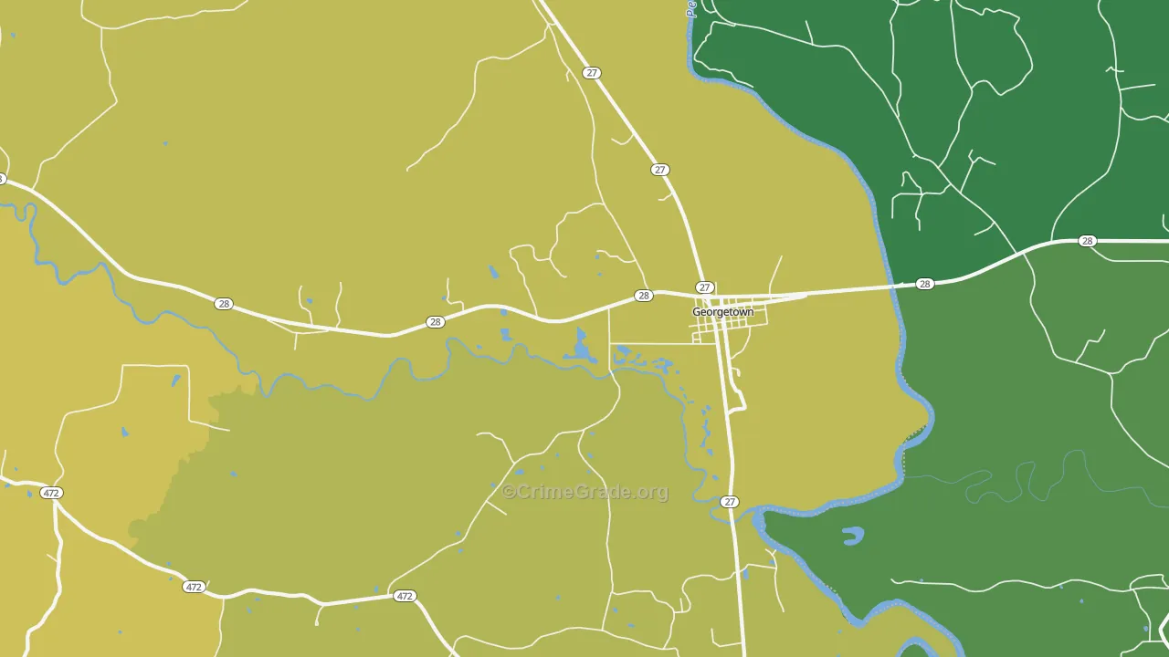 Georgetown, MS Map of Drug-Related Crime Rates