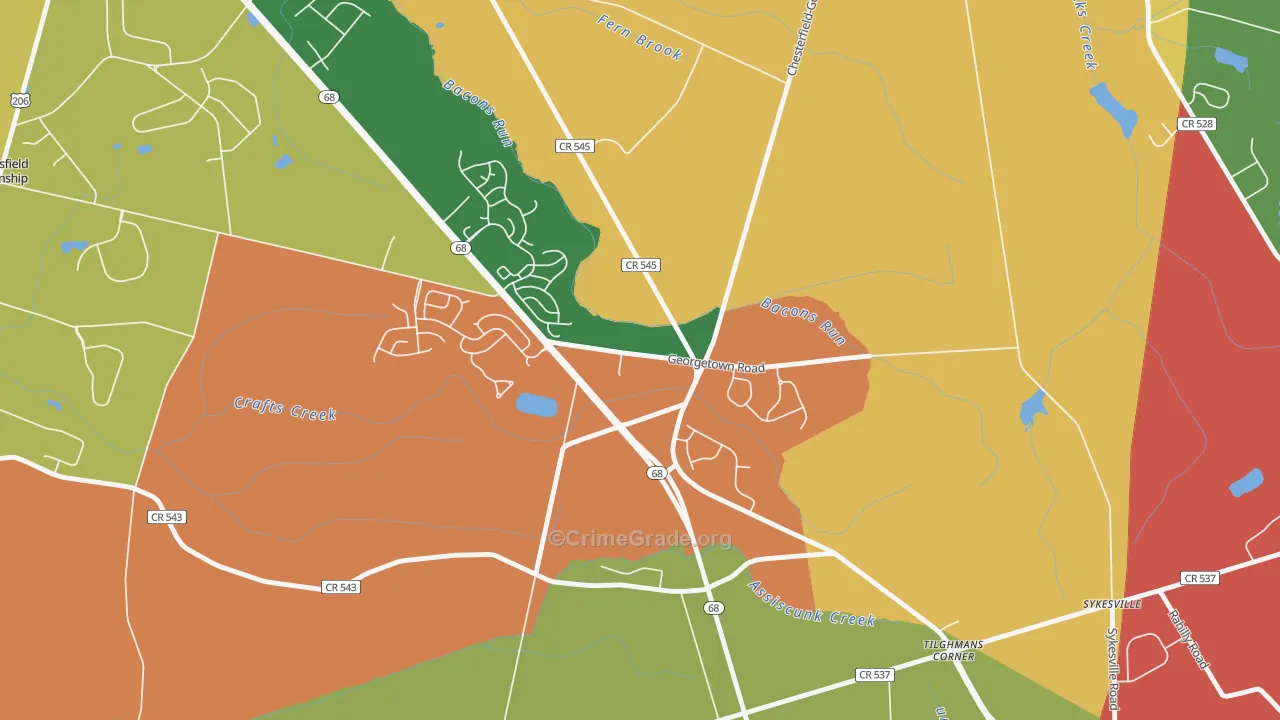 Georgetown, NJ Map of Drug-Related Crime Rates