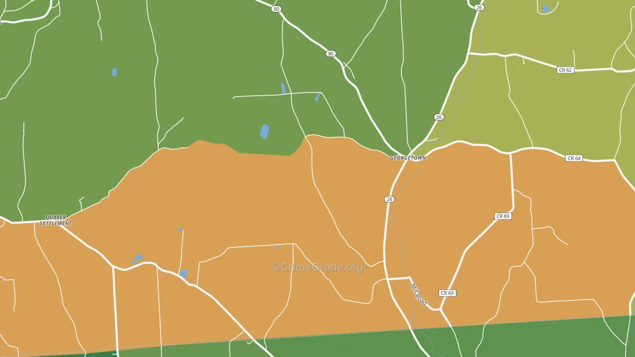 Georgetown, NY Map of Drug-Related Crime Rates