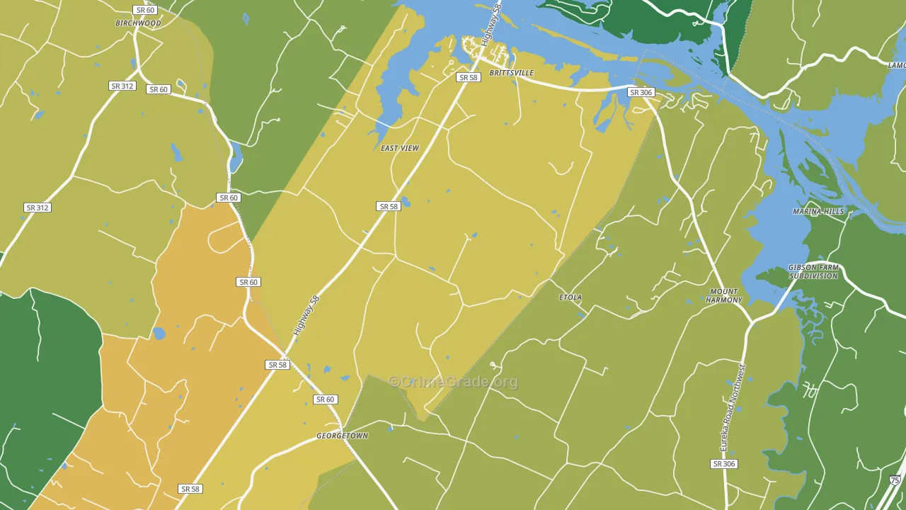 Georgetown, TN Map of Drug-Related Crime Rates