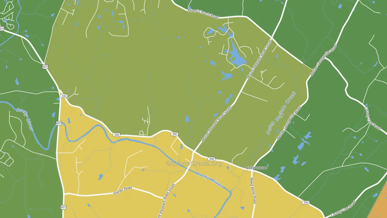 Georgeville, NC Map of Drug-Related Crime Rates