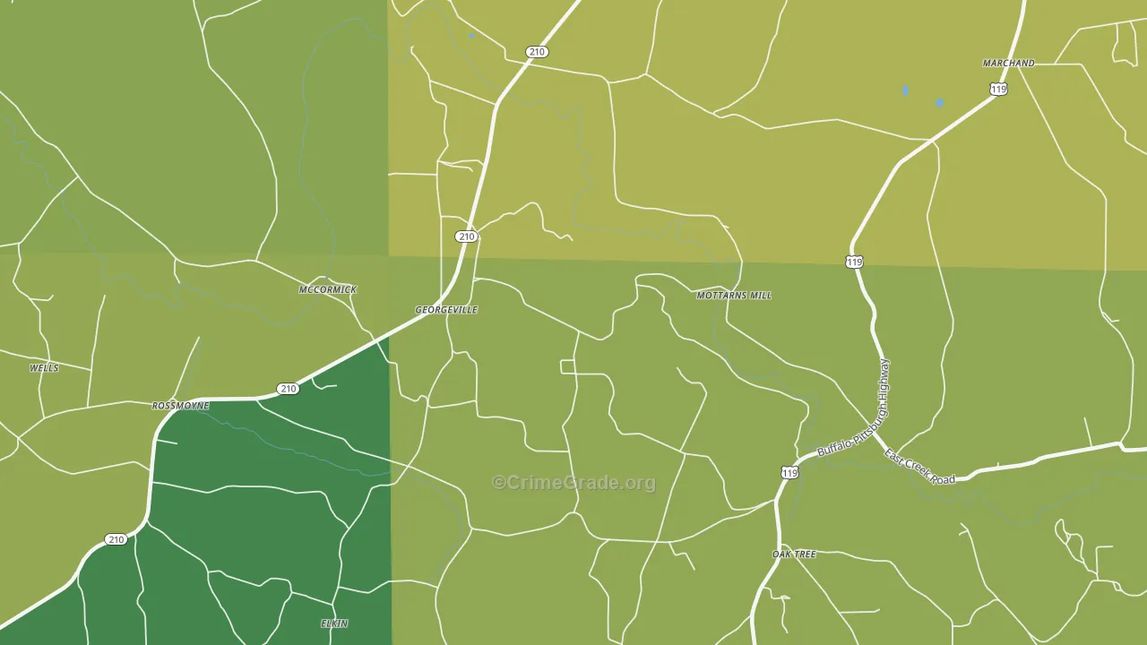 Georgeville, PA Map of Drug-Related Crime Rates