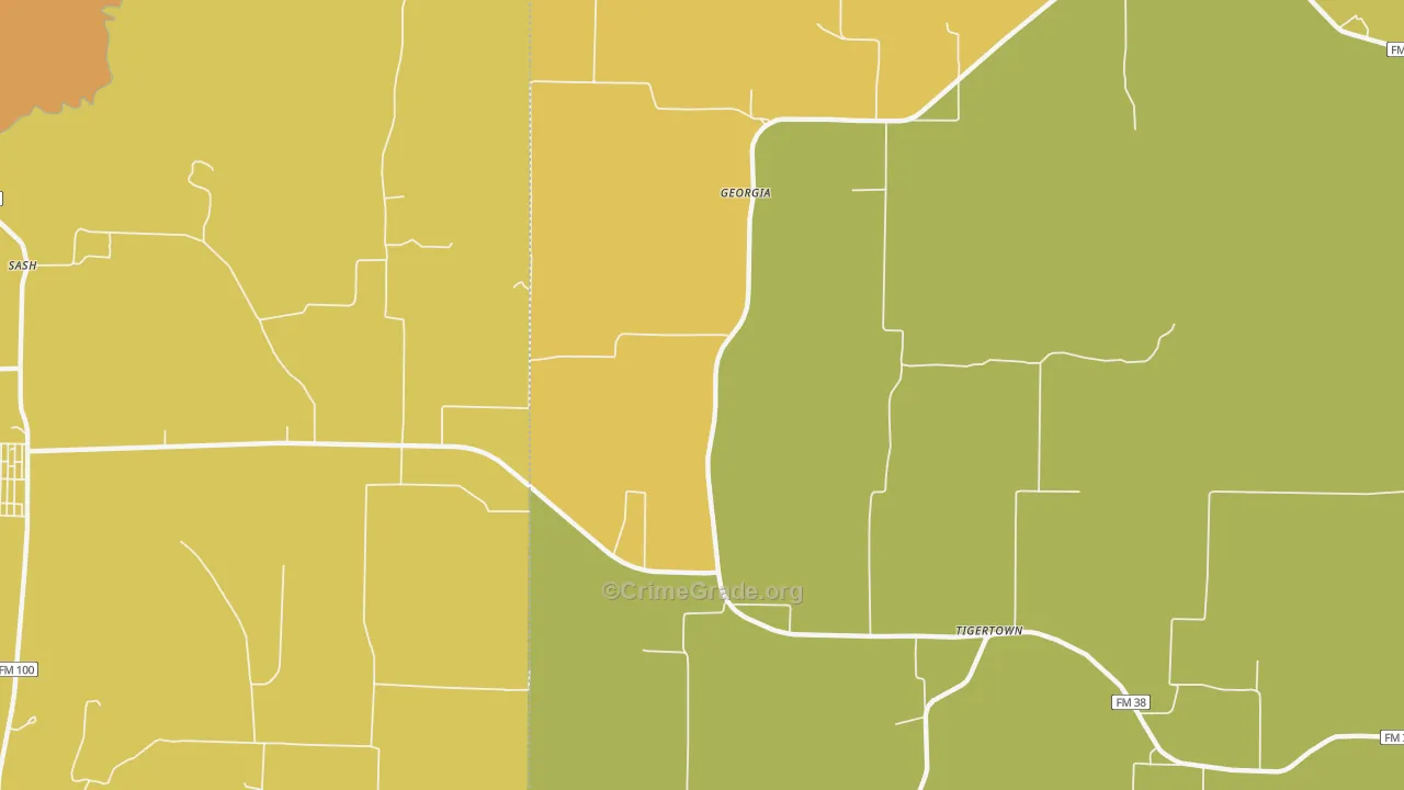 Georgia, TX Map of Drug-Related Crime Rates