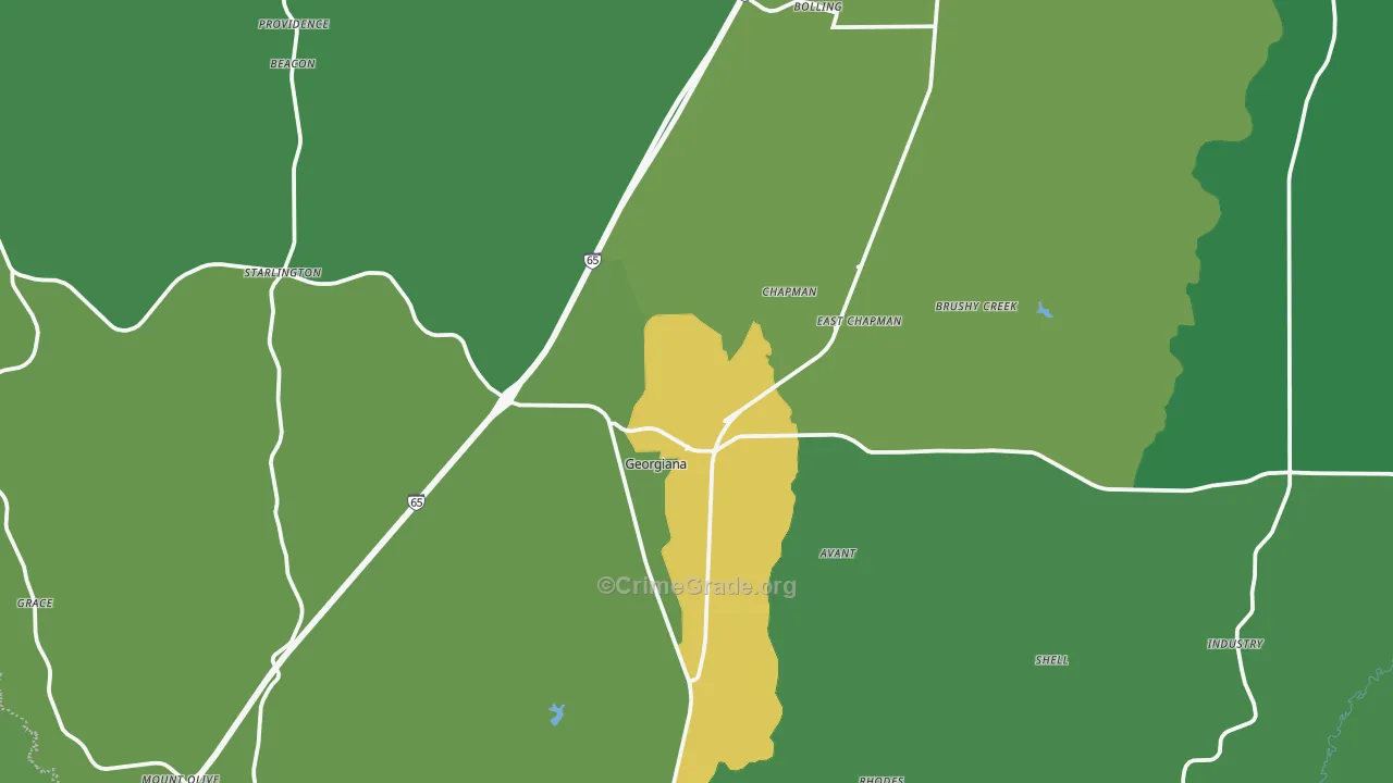 Georgiana, AL Map of Drug-Related Crime Rates